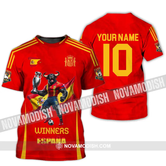 Unisex Shirt Custom Name And Number Spain Football Polo Euro 2024 Hoodie Long Sleeve T-Shirt / S
