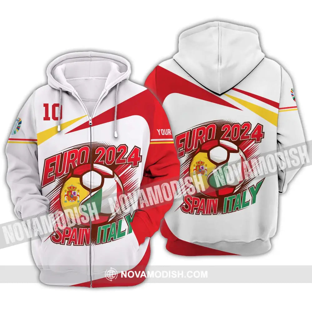 Unisex Shirt - Custom Name And Number Spain Italy Euro 2024 Shirt Zipper Hoodie / S T-shirt