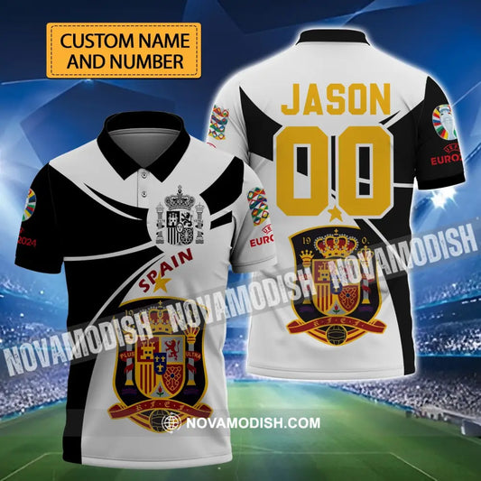 Unisex Shirt - Custom Name And Number Spain National Team Black And White Color Shirt T-shirt
