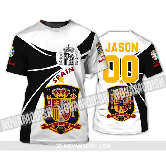 Unisex Shirt - Custom Name And Number Spain National Team Black And White Color Shirt T-Shirt / S T-shirt