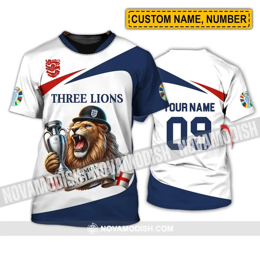 Unisex Shirt - Custom Name And Number Sport C’mon England Three Lions T-Shirt