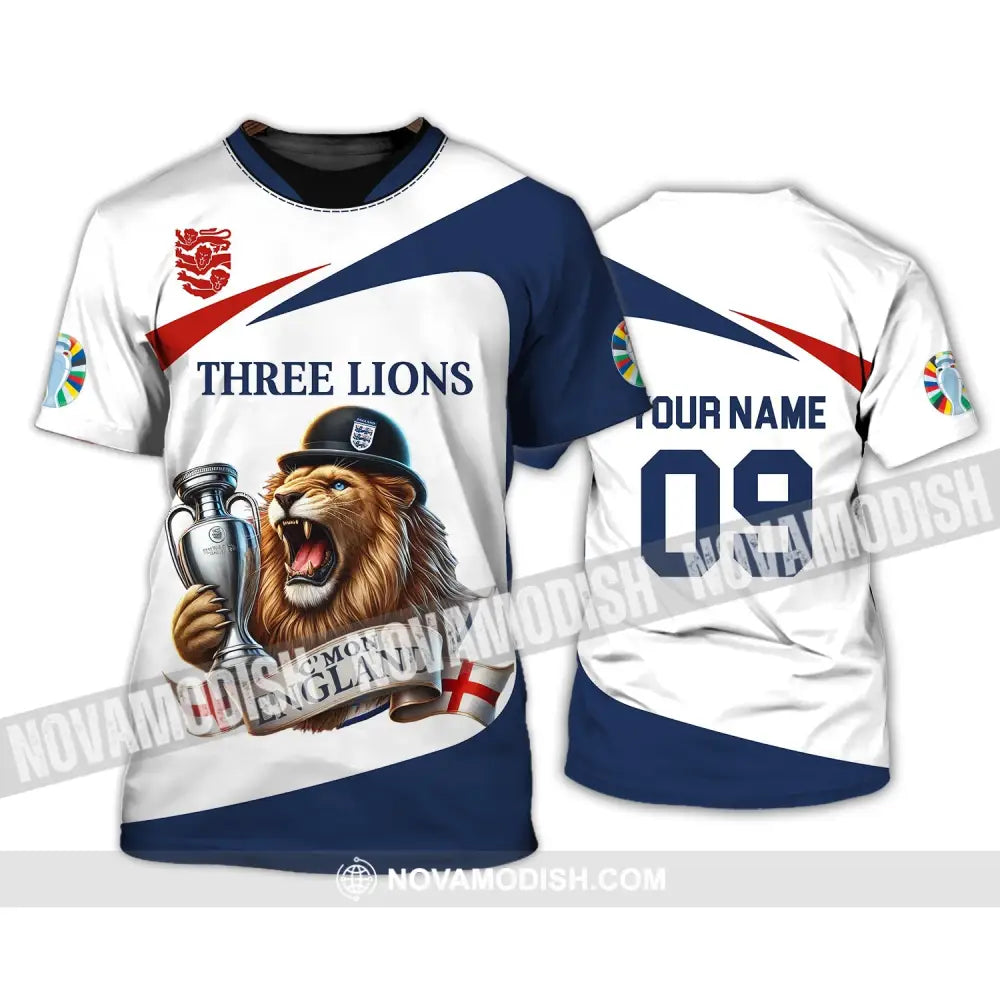 Unisex Shirt - Custom Name And Number Sport C’mon England Three Lions T-Shirt / S T-Shirt