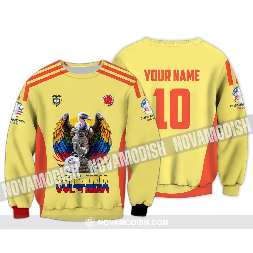 Unisex Shirt - Custom Name And Number Sport Colombia Map Long Sleeve / S T-Shirt