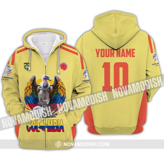 Unisex Shirt - Custom Name And Number Sport Colombia Map Zipper Hoodie / S T-Shirt