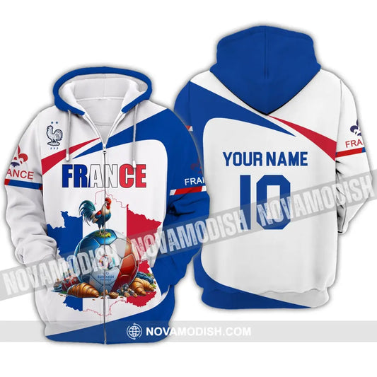 Unisex Shirt - Custom Name And Number Sport France Chicken Ball Zipper Hoodie / S T-Shirt