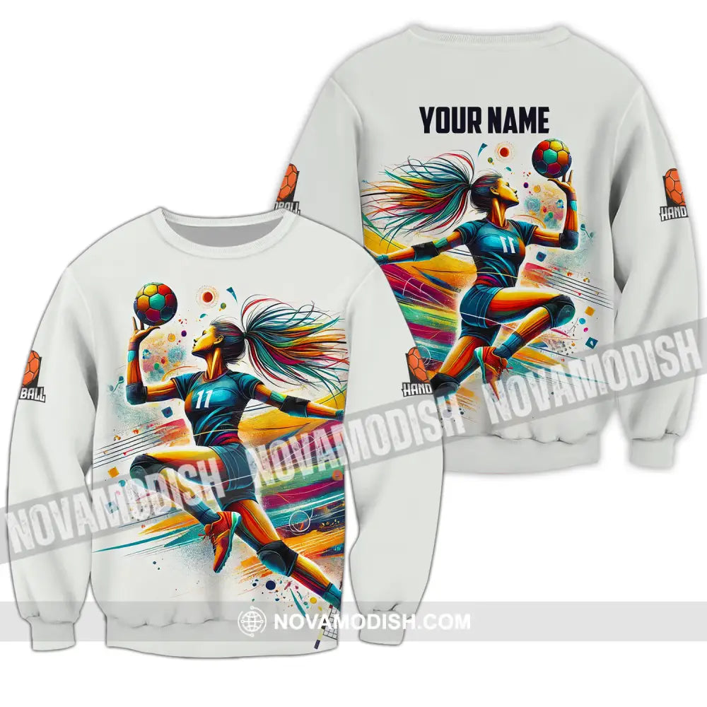 Unisex Shirt - Custom Name And Number Sport Shirt Handball Colors Long Sleeve / S T-shirt