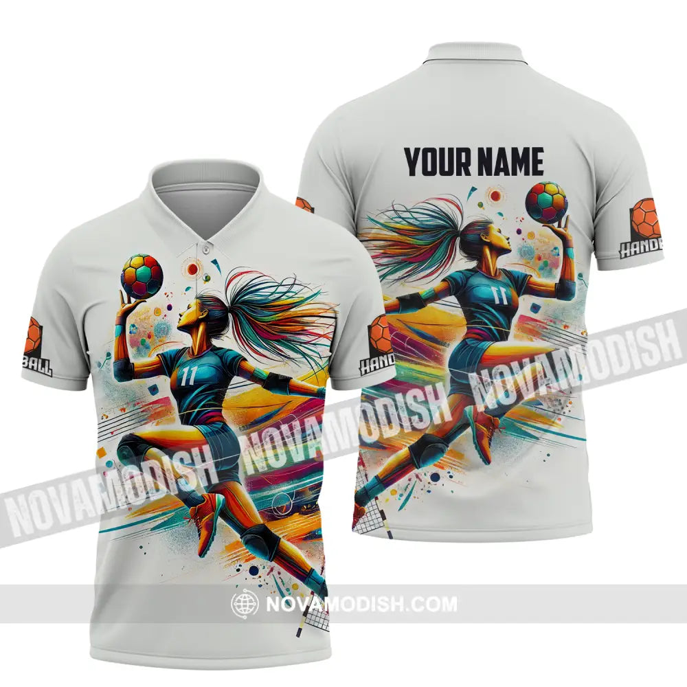 Unisex Shirt - Custom Name And Number Sport Shirt Handball Colors Polo Shirt / S T-shirt