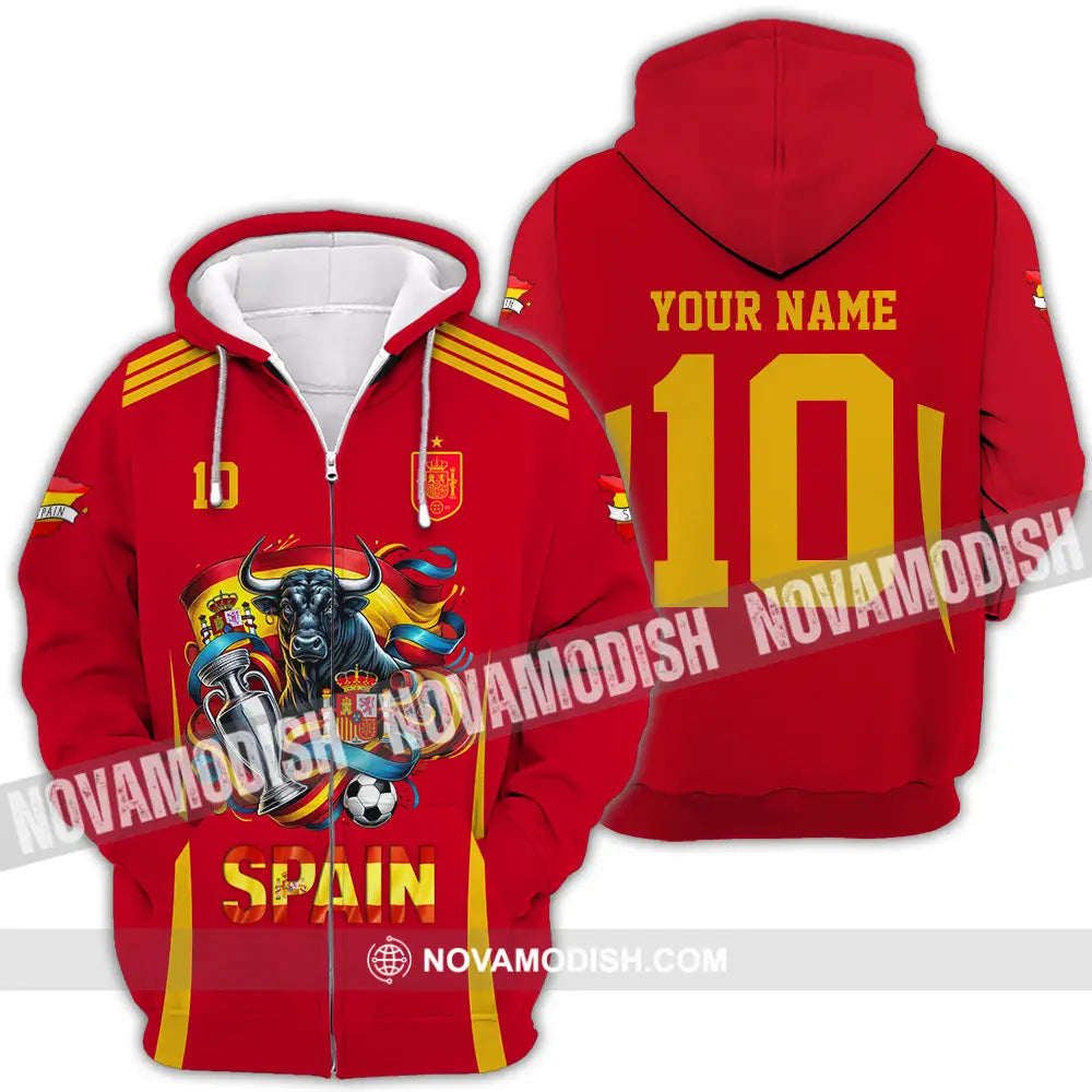 Unisex Shirt - Custom Name And Number Sport Shirt Spain Is The Winner Zipper Hoodie / S T-shirt