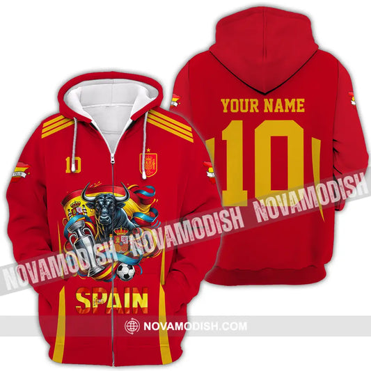 Unisex Shirt - Custom Name And Number Sport Shirt Spain Is The Winner Zipper Hoodie / S T-shirt