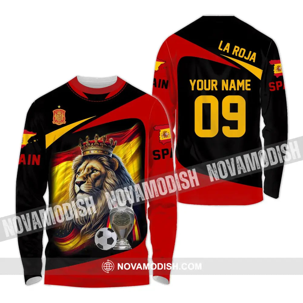 Unisex Shirt - Custom Name And Number Sport Spain La Roja Long Sleeve / S T-Shirt