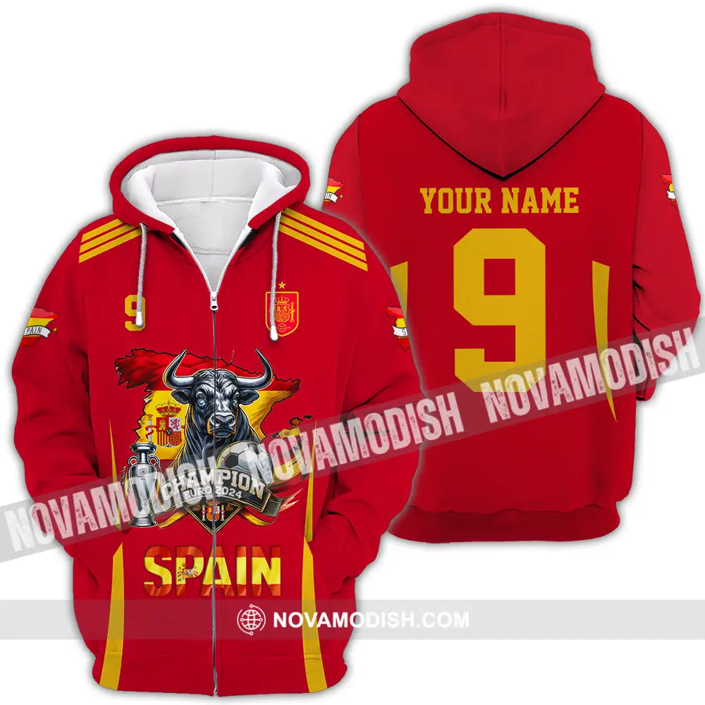 Unisex Shirt - Custom Name And Number Sport Shirt Spain The Champion Zipper Hoodie / S T-shirt
