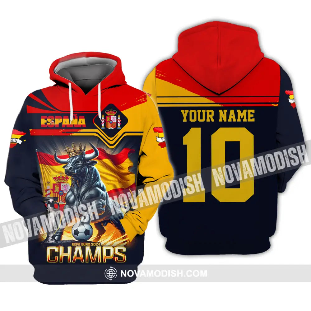 Unisex Shirt - Custom Name And Number Sport Shirt The Champion Spain Hoodie / S T-shirt