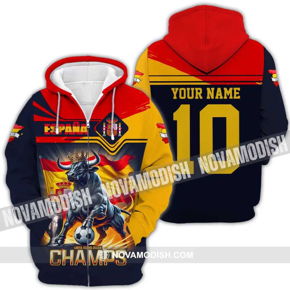 Unisex Shirt - Custom Name And Number Sport Shirt The Champion Spain Zipper Hoodie / S T-shirt