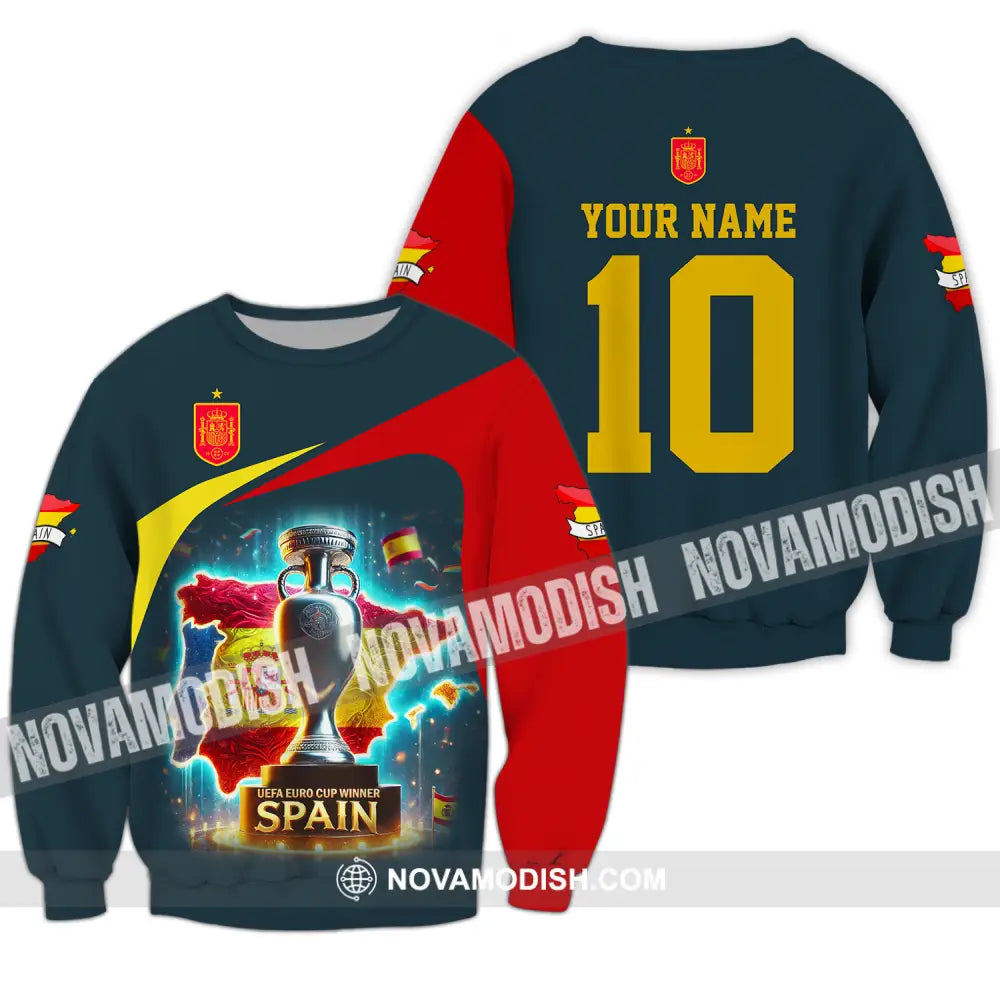 Unisex Shirt - Custom Name And Number Sport Shirt Winner Cup Of Spain Long Sleeve / S T-shirt
