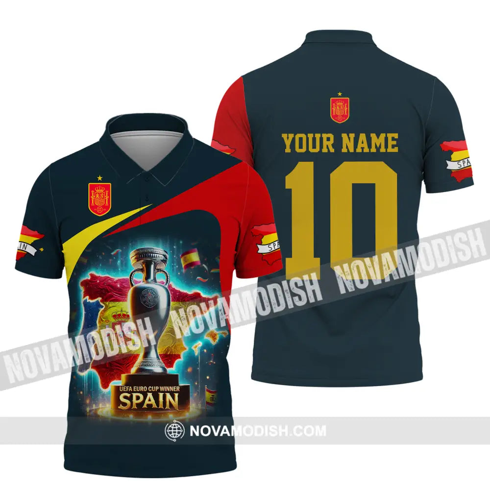 Unisex Shirt - Custom Name And Number Sport Shirt Winner Cup Of Spain Polo Shirt / S T-shirt
