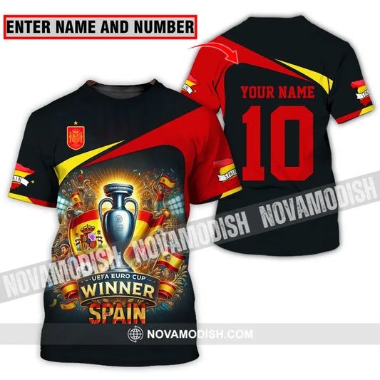 Unisex Shirt - Custom Name And Number Sport Shirt Winner Spain Euro 2024 T-shirt