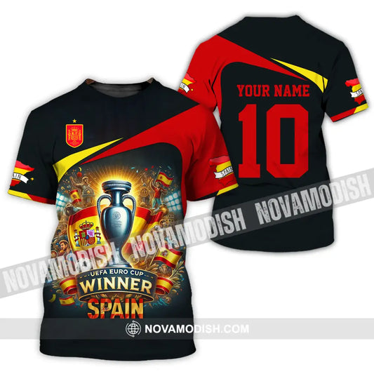 Unisex Shirt - Custom Name And Number Sport Shirt Winner Spain Euro 2024 T-Shirt / S T-shirt