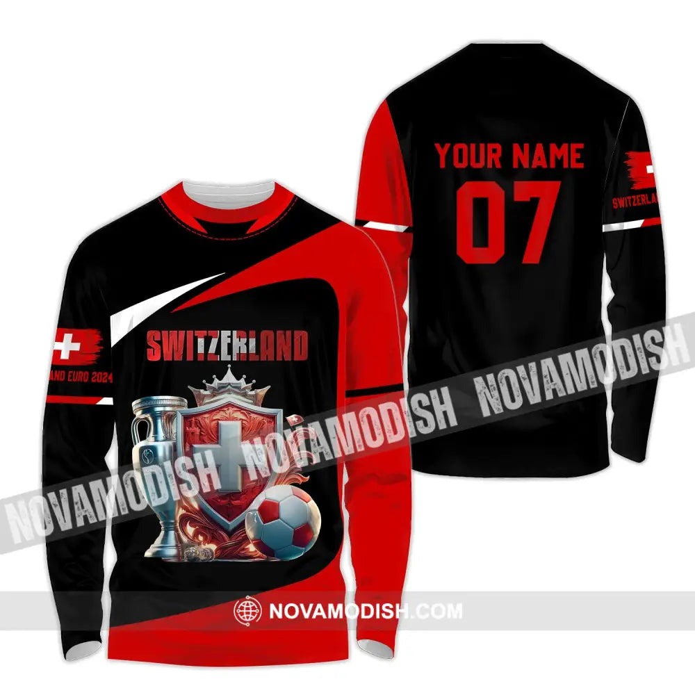 Unisex Shirt - Custom Name And Number Switzerland Euro 2024 National Team Long Sleeve / S T-Shirt