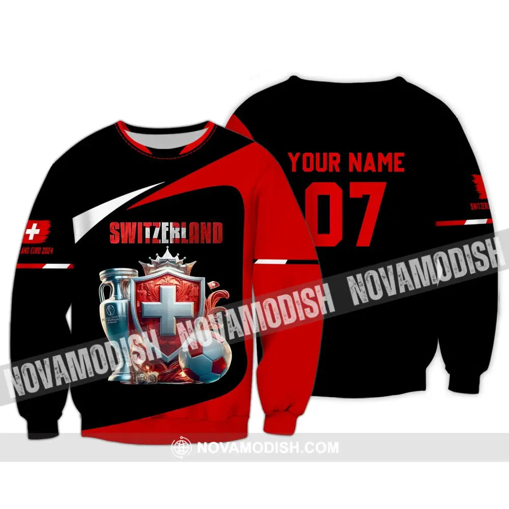 Unisex Shirt - Custom Name And Number Switzerland Euro 2024 National Team Long Sleeve / S T-Shirt