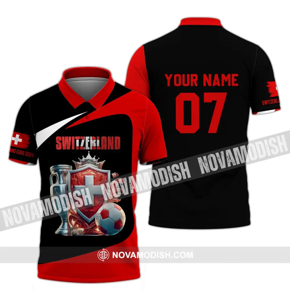 Unisex Shirt - Custom Name And Number Switzerland Euro 2024 National Team Polo / S T-Shirt