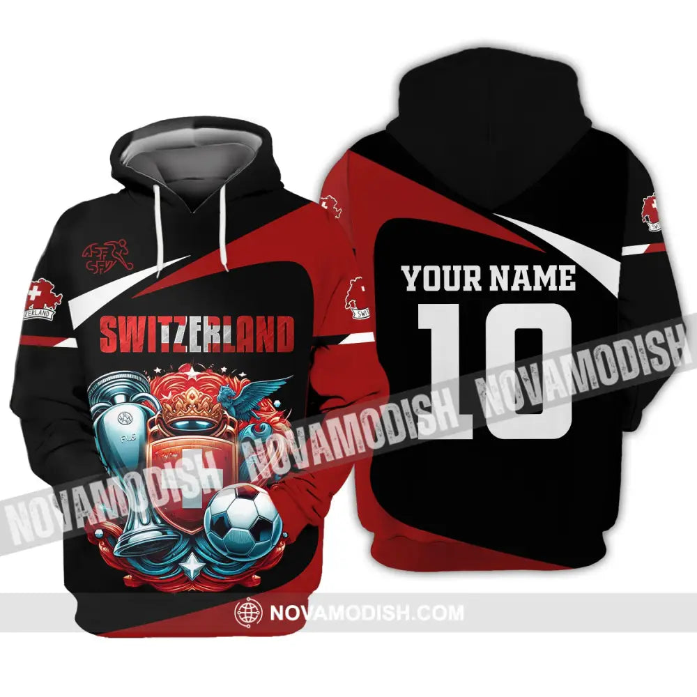 Unisex Shirt Custom Name And Number Switzerland Football Polo Long Sleeve Hoodie / S T-Shirt