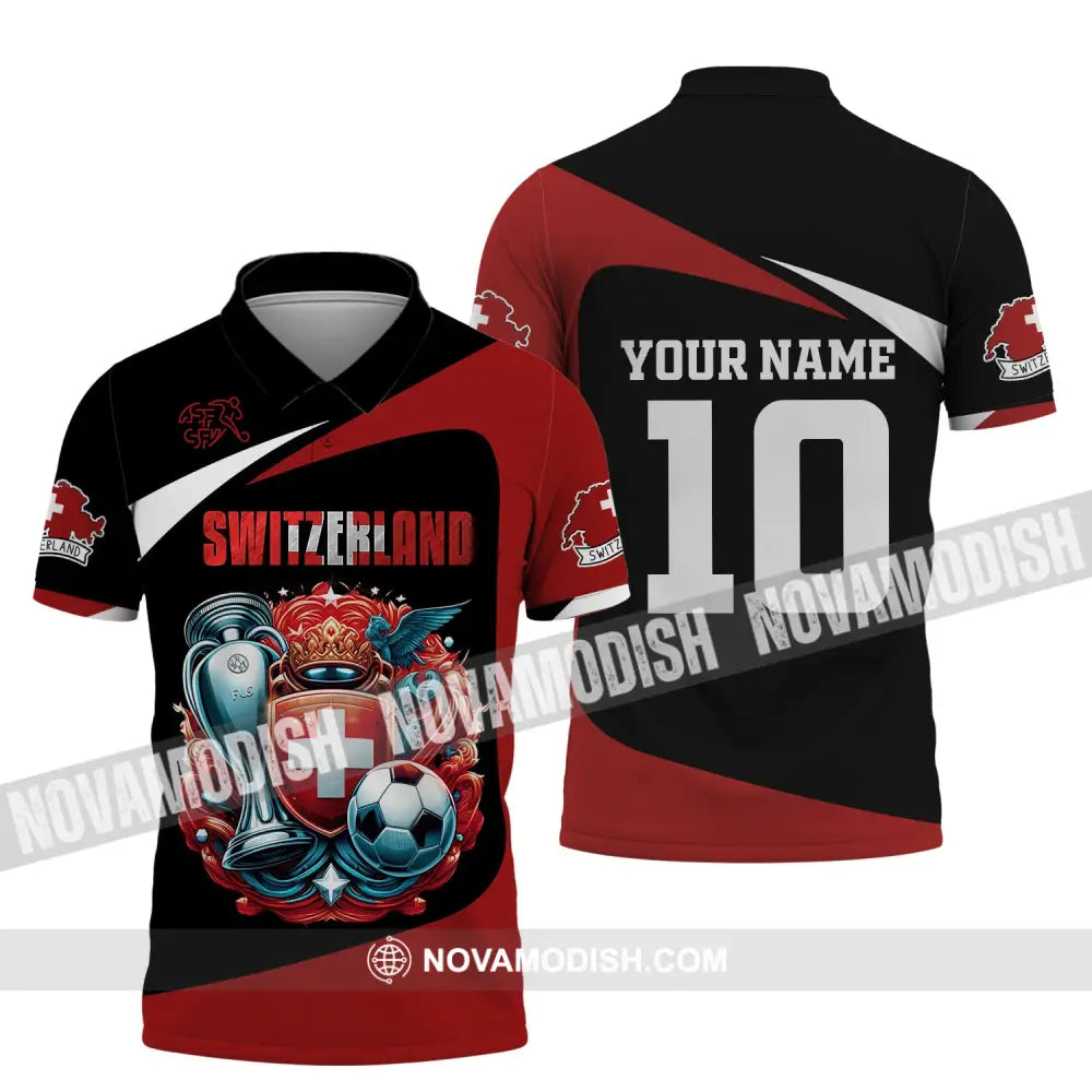 Unisex Shirt Custom Name And Number Switzerland Football Polo Long Sleeve / S T-Shirt