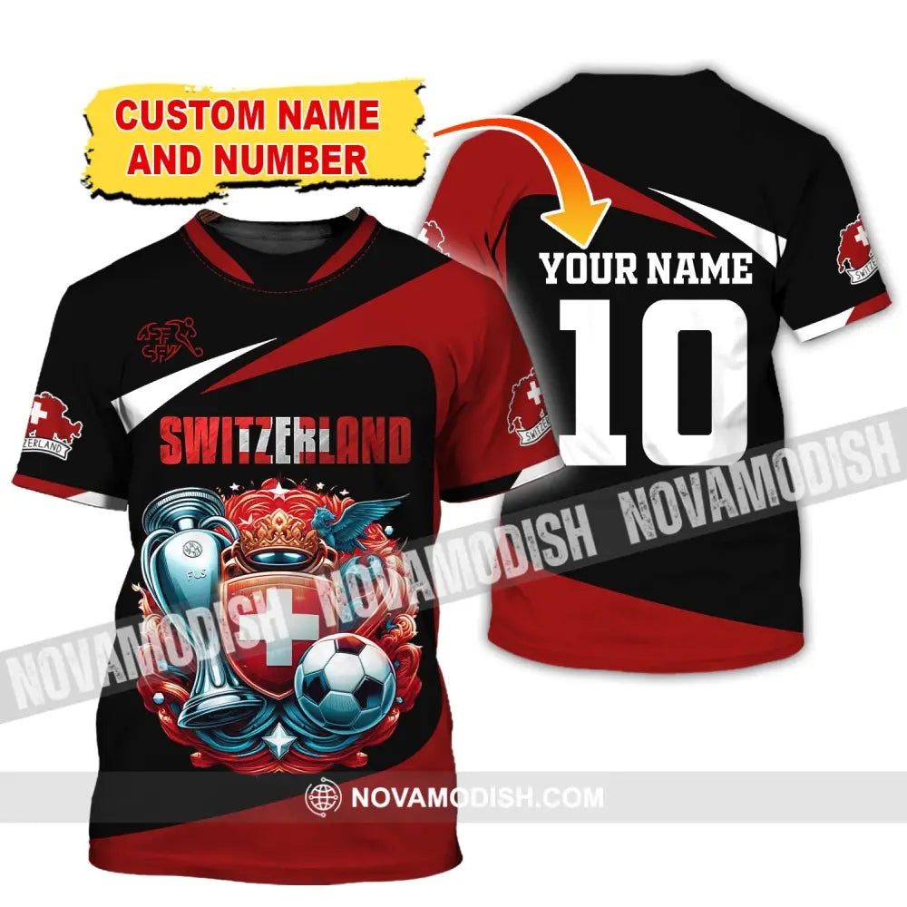 Unisex Shirt Custom Name And Number Switzerland Football Polo Long Sleeve T-Shirt