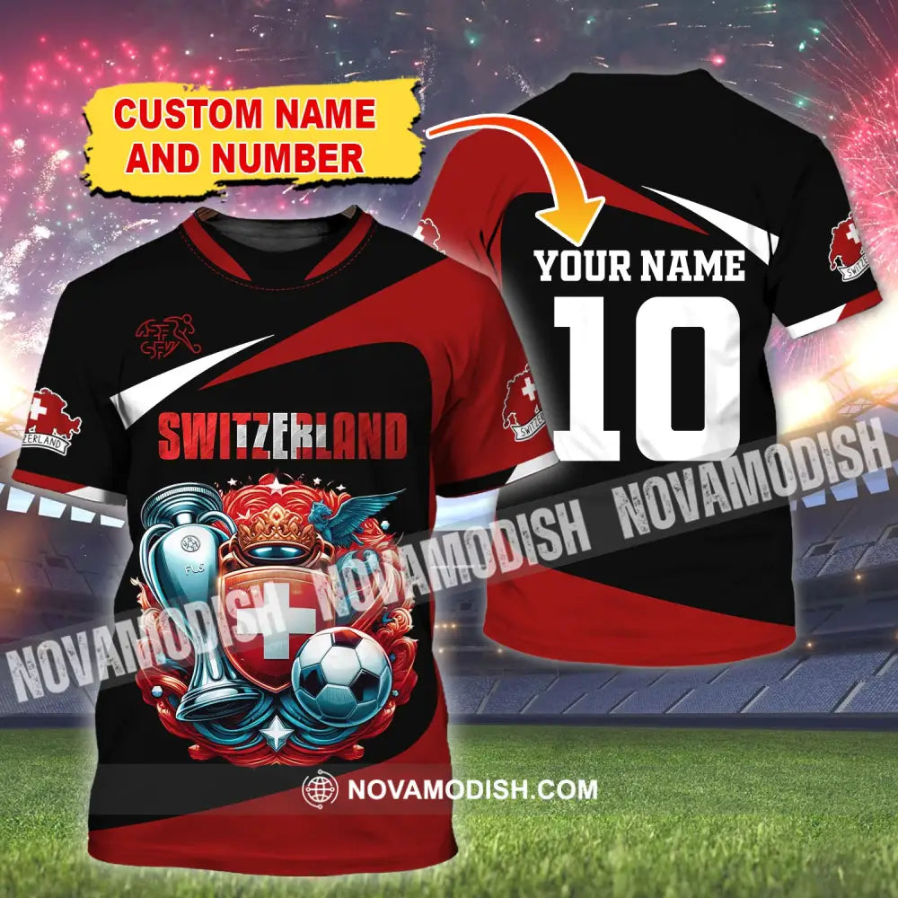 Unisex Shirt Custom Name And Number Switzerland Football Polo Long Sleeve T-Shirt