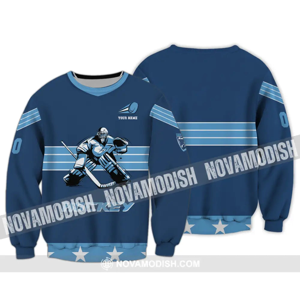 Unisex Shirt Custom Name And Number T-Shirt Hockey Polo Gift For Player Long Sleeve / S