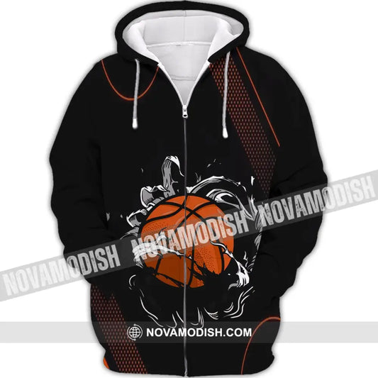 Unisex Shirt - Custom Name And Number T-Shirt Personalized Basketball Clothing Zipper Hoodie / S