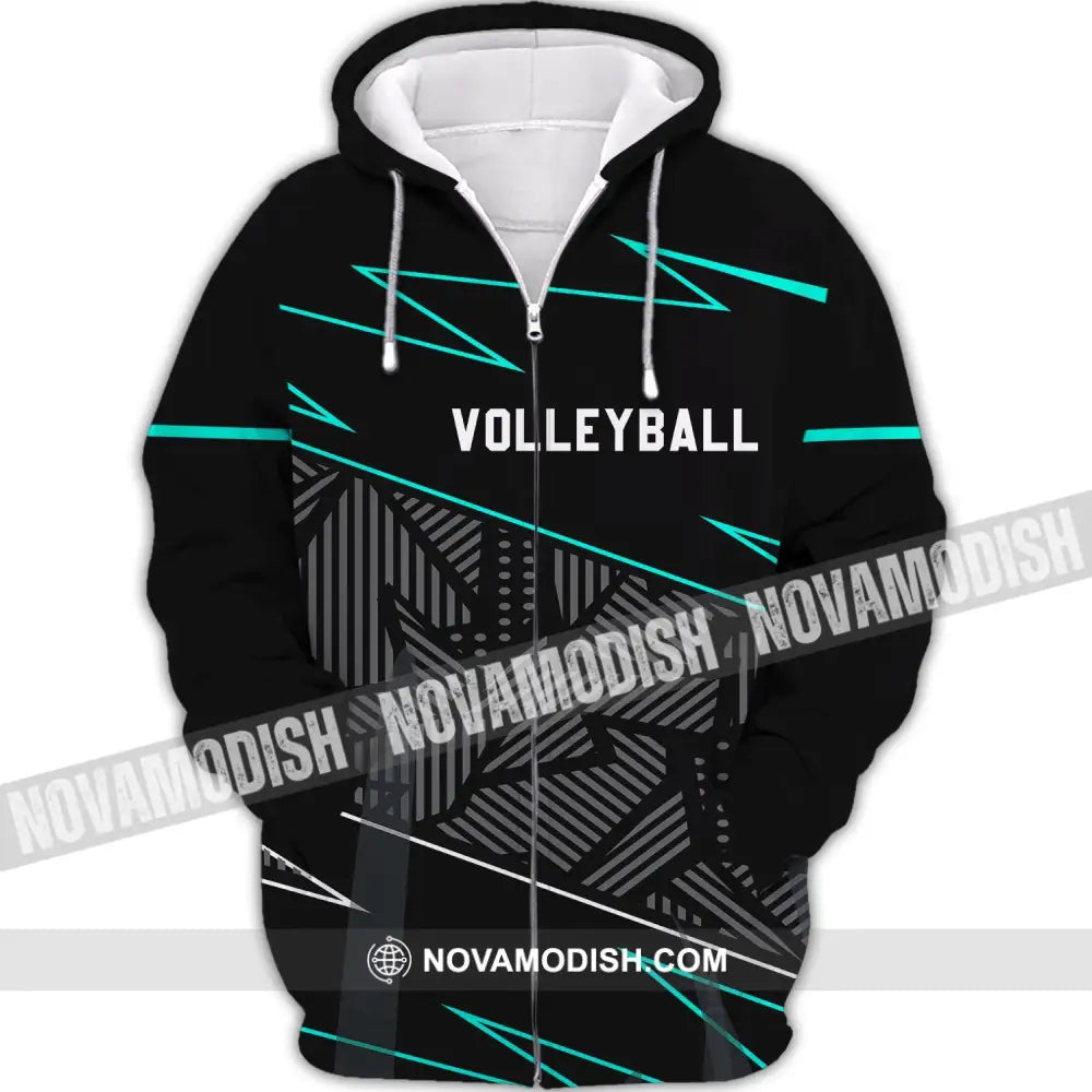 Unisex Shirt - Custom Name and Number T-Shirt - Personalized Volleyball Shirt - Volleyball Clothing Zipper Hoodie / S