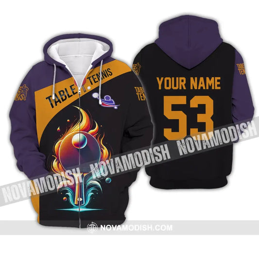 Unisex Shirt Custom Name And Number Table Tennis Polo Long Sleeve Club Uniform Lover Gift Zipper