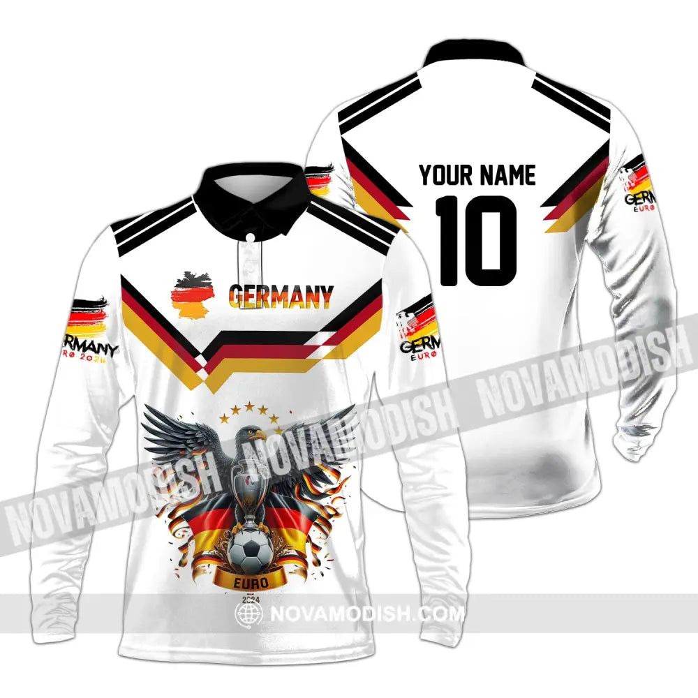 Unisex Shirt - Custom Name And Number Team Germany Euro 2024 Long Sleeve Polo / S T-Shirt