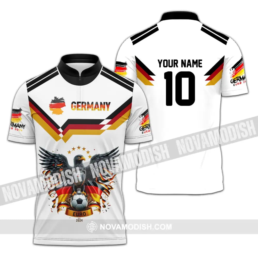 Unisex Shirt - Custom Name And Number Team Germany Euro 2024 Zipper Polo / S T-Shirt