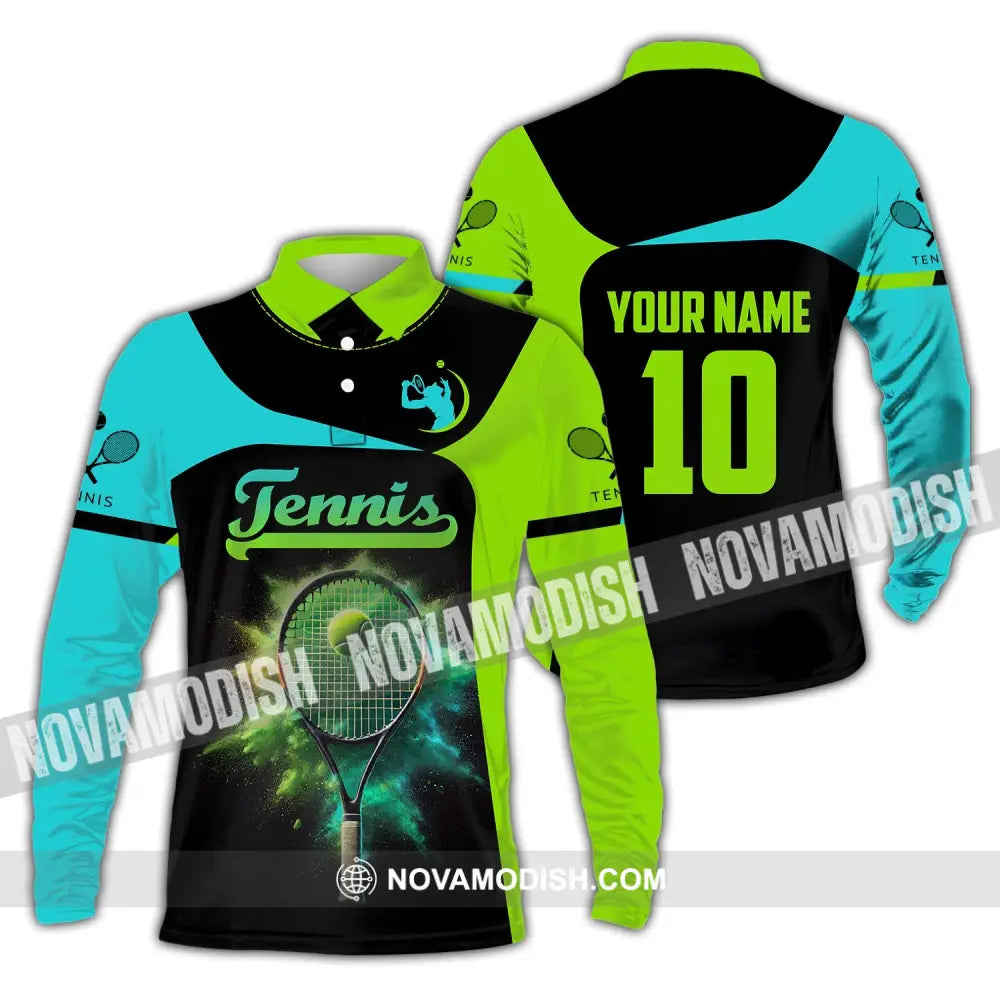 Unisex Shirt Custom Name And Number Tennis Polo Long Sleeve Club Uniform Lover Gift / S T-Shirt