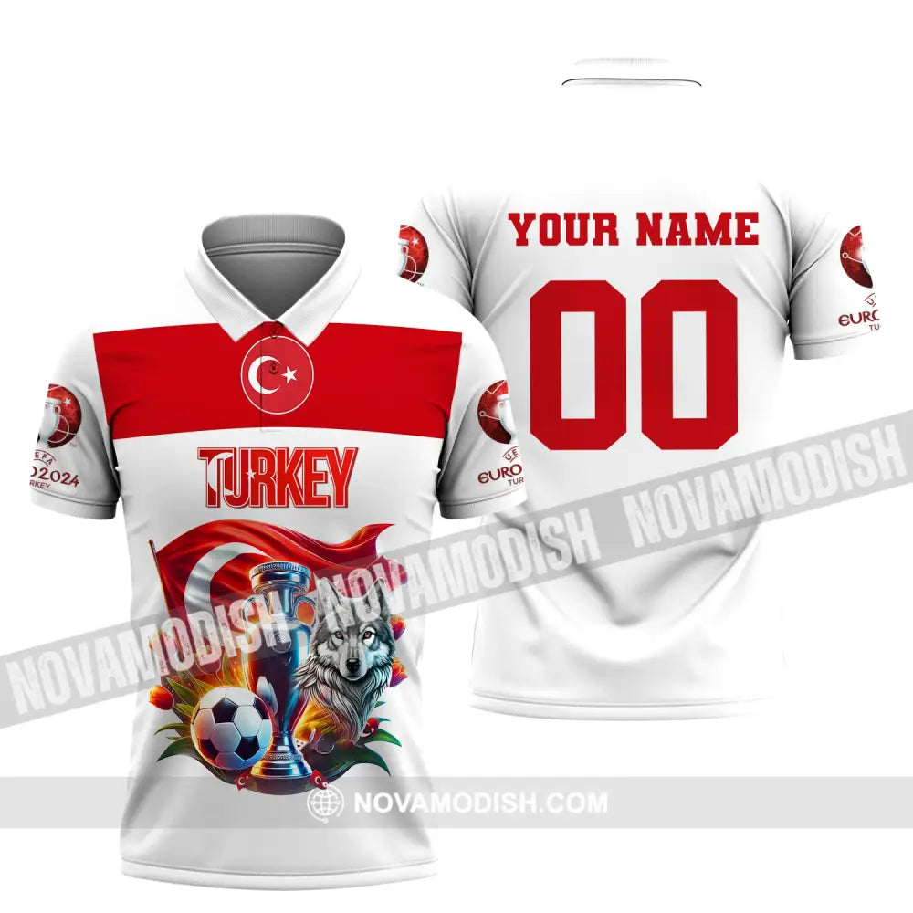 Unisex Shirt Custom Name And Number Turkey Football Polo Euro 2024 Hoodie Long Sleeve / S T-Shirt