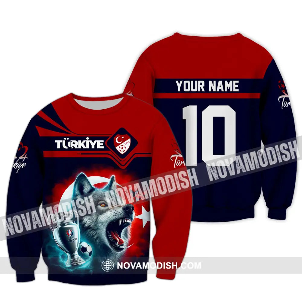 Unisex Shirt Custom Name And Number Turkey Football Polo Euro 2024 Hoodie Long Sleeve / S T-Shirt