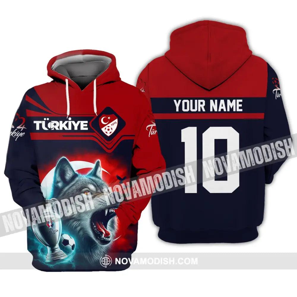 Unisex Shirt Custom Name And Number Turkey Football Polo Euro 2024 Hoodie Long Sleeve / S T-Shirt