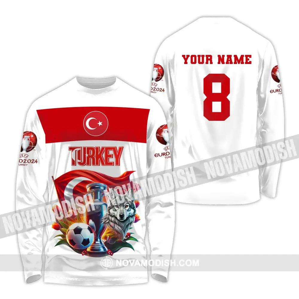 Unisex Shirt Custom Name And Number Turkey Football Polo Euro 2024 Hoodie Long Sleeve / S T-Shirt