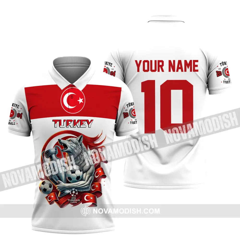 Unisex Shirt Custom Name And Number Turkey Football Polo Euro 2024 Hoodie Long Sleeve / S T-Shirt