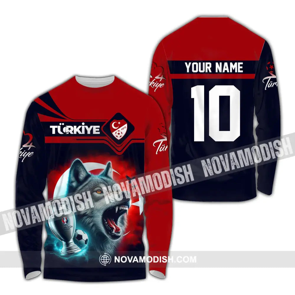 Unisex Shirt Custom Name And Number Turkey Football Polo Euro 2024 Hoodie Long Sleeve / S T-Shirt