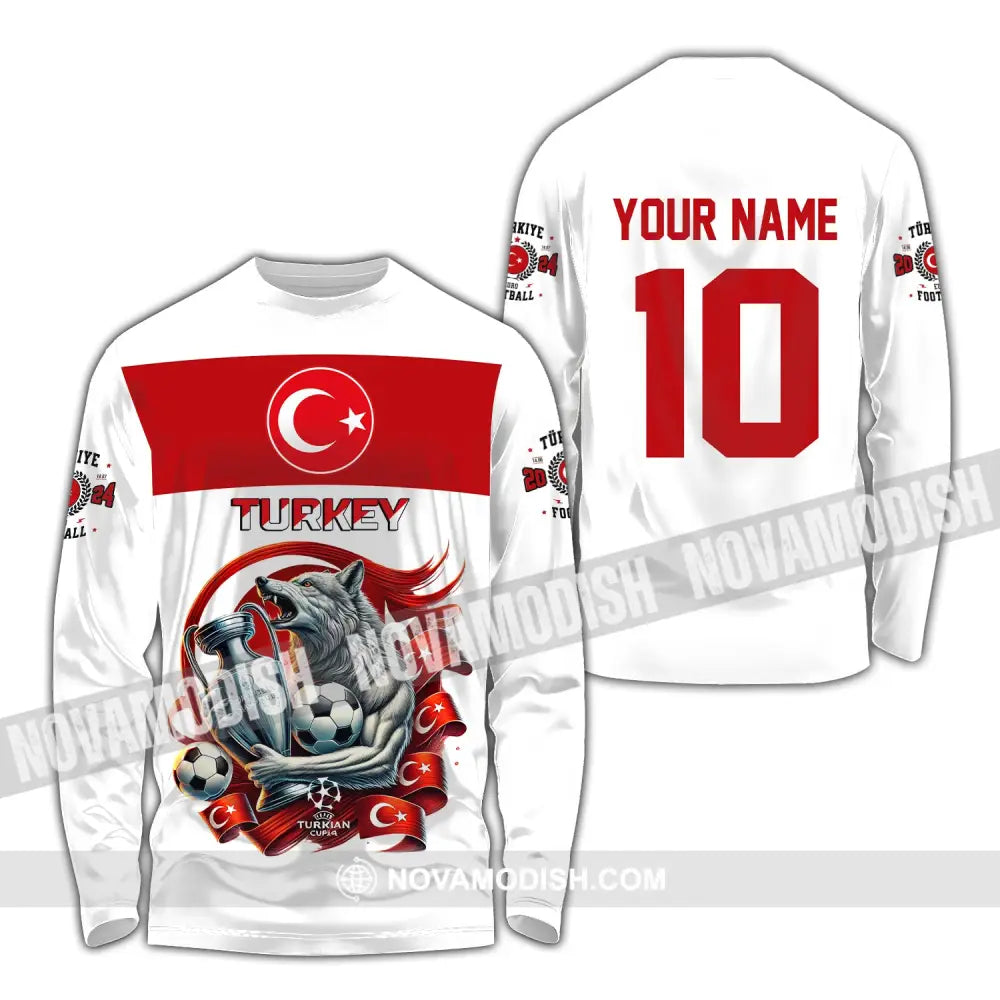 Unisex Shirt Custom Name And Number Turkey Football Polo Euro 2024 Hoodie Long Sleeve / S T-Shirt