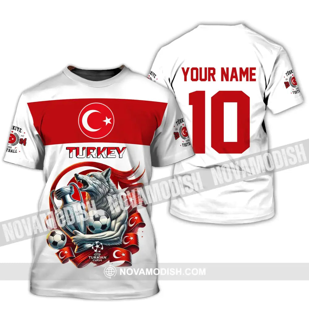 Unisex Shirt Custom Name And Number Turkey Football Polo Euro 2024 Hoodie Long Sleeve T-Shirt / S