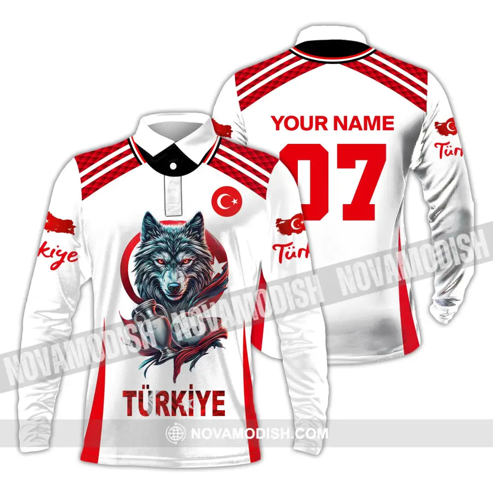 Unisex Shirt Custom Name And Number Turkiye Football Turkey Euro 2024 Türkiye Polo Long Sleeve / S