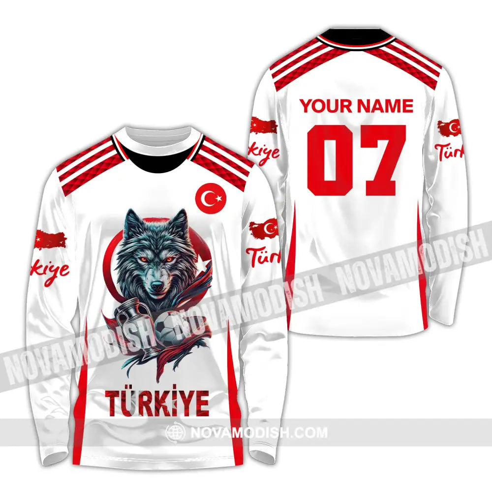 Unisex Shirt Custom Name And Number Turkiye Football Turkey Euro 2024 Türkiye Polo Long Sleeve / S