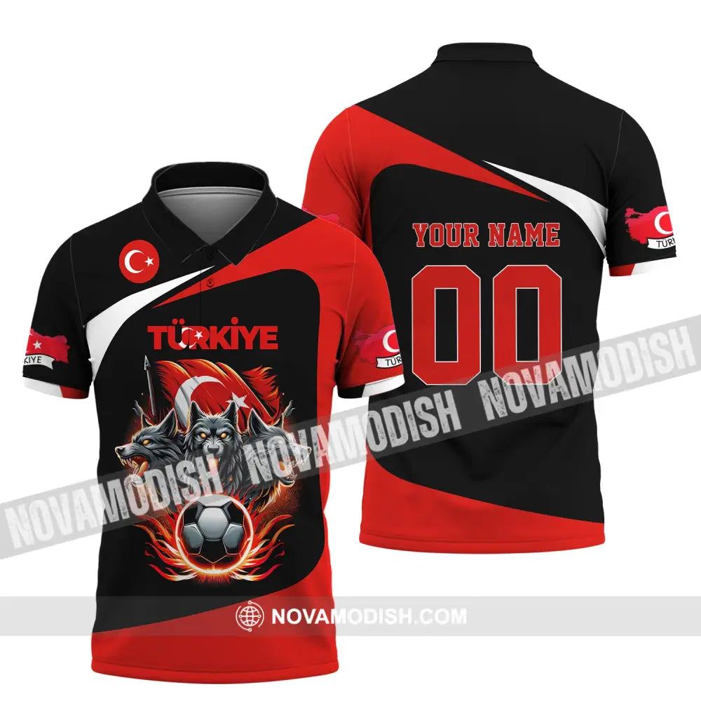 Unisex Shirt Custom Name And Number Turkiye Football Turkey Euro 2024 Türkiye Polo Long Sleeve / S