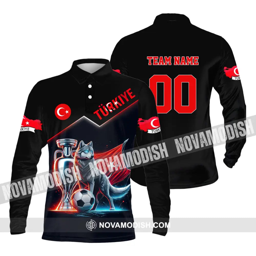 Unisex Shirt Custom Name And Number Turkiye Football Turkey Euro 2024 Türkiye Polo Long Sleeve / S