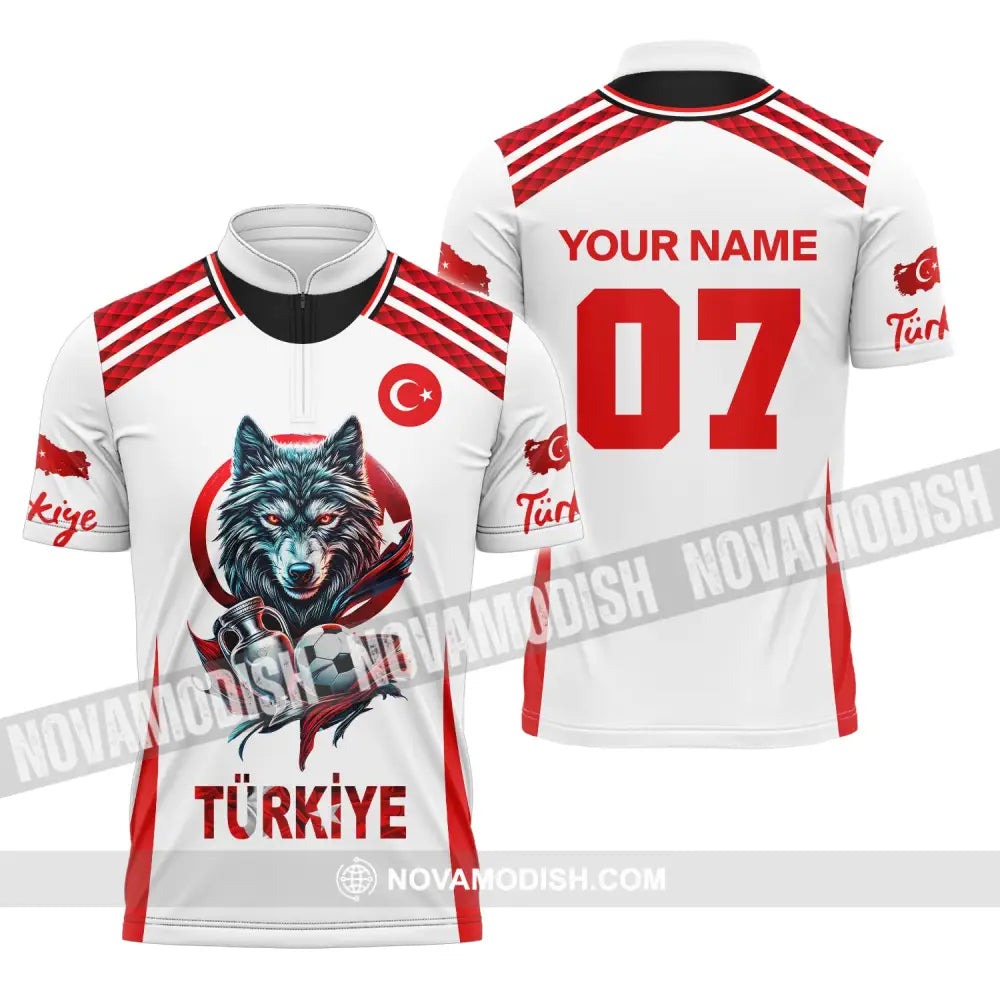 Unisex Shirt Custom Name And Number Turkiye Football Turkey Euro 2024 Türkiye Polo Long Sleeve