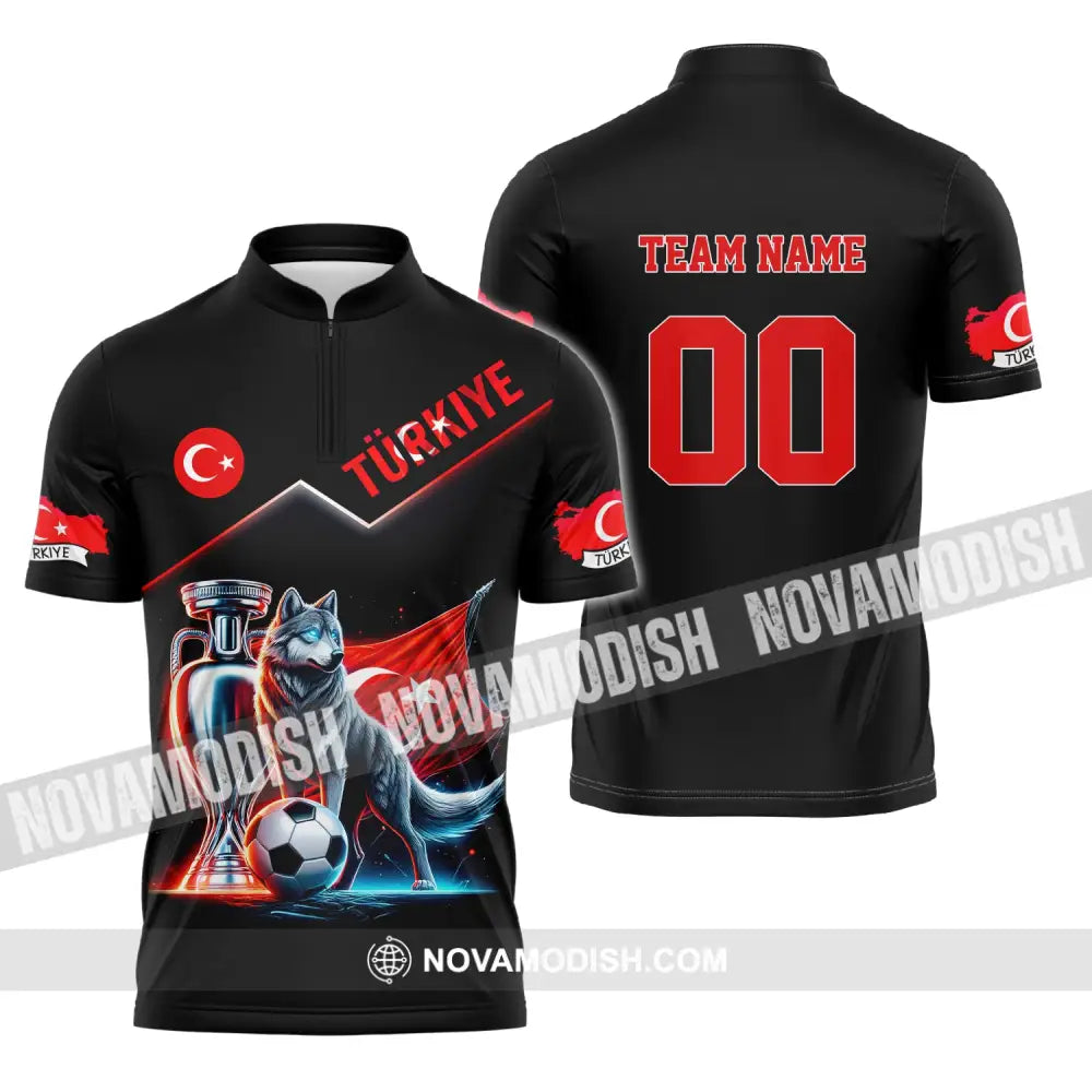 Unisex Shirt Custom Name And Number Turkiye Football Turkey Euro 2024 Türkiye Polo Long Sleeve