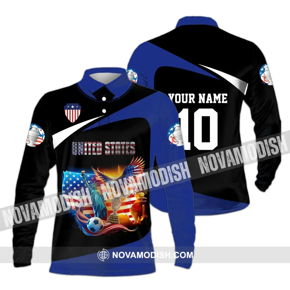 Unisex Shirt - Custom Name And Number United States National Team Long Sleeve Polo / S T-Shirt